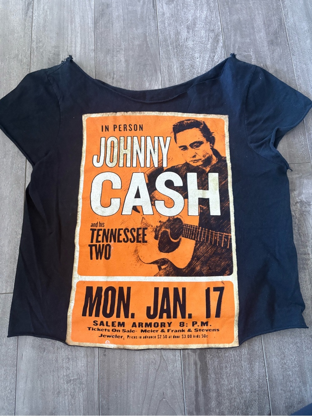Johnny Cash Graphic Short Sleeve Tee - Black with Orange Print